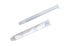 A clear plastic syringe-style applicator tube shown open with a minisponge pouch inside, photographed on a plain white background.