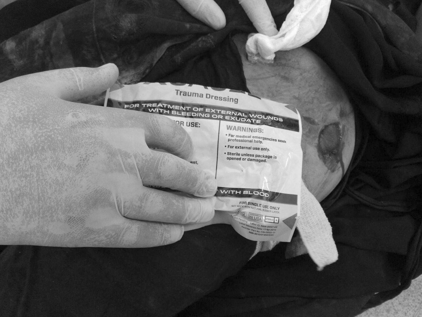 XGAUZE hemostatic trauma dressing with compressed sponges ready to expand and control bleeding in emergency medical situations